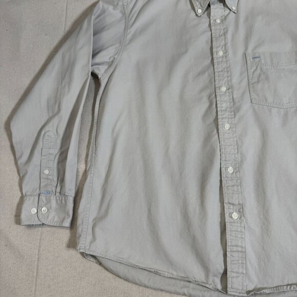 Izod Beige Summer Twill Button-Down Long Sleeve Shirt Front Pocket M - Picture 5 of 12